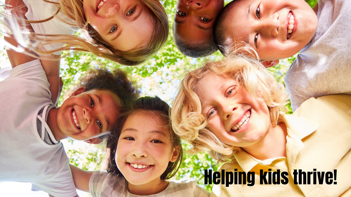 Helping kids thrive! kids face in circle 